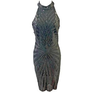 Windsor Dress Black Sequin Sleeveless LBD NEW Bodycon Sexy Women Size XS Vent